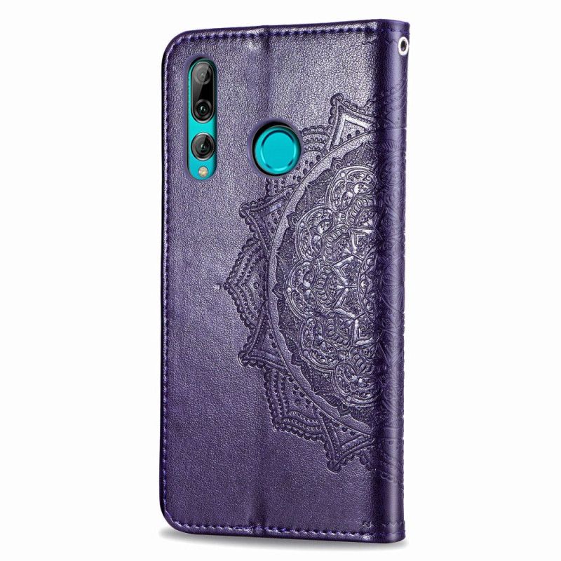 Leren Hoesje Honor 9X Grijs Zwart Telefoonhoesje Mandala Van Middelbare Leeftijd