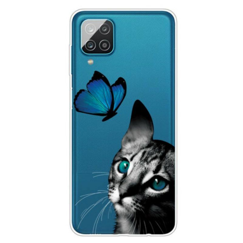 Hoesje voor Samsung Galaxy M12 / A12 Kat En Vlinder