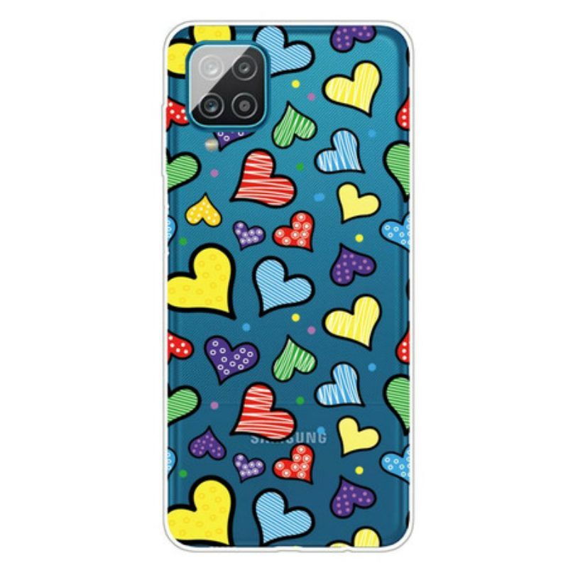 Hoesje voor Samsung Galaxy M12 / A12 Veelkleurige Harten