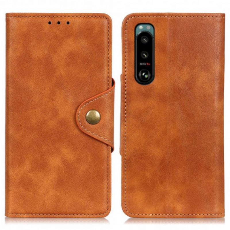 Leren Hoesje Voor Sony Xperia 5 Iii Kunstleer Knop