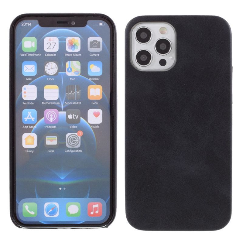 Case Hoesje iPhone 12 / 12 Pro Grijs Zwart Telefoonhoesje Leerstijl