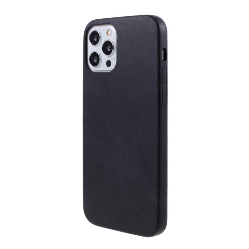 Case Hoesje iPhone 12 / 12 Pro Grijs Zwart Telefoonhoesje Leerstijl