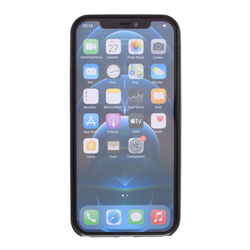 Case Hoesje iPhone 12 / 12 Pro Grijs Zwart Telefoonhoesje Leerstijl