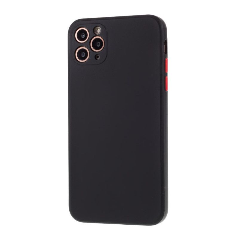 Case Hoesje iPhone 12 / 12 Pro Rood Zwart Telefoonhoesje Flexibele Siliconen Gekleurde Knop