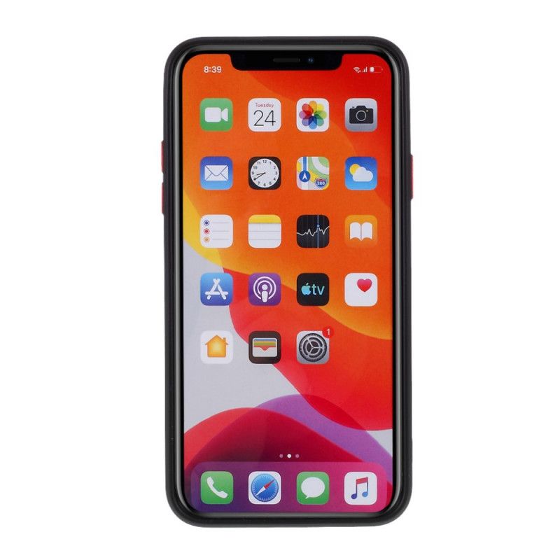 Case Hoesje iPhone 12 / 12 Pro Rood Zwart Telefoonhoesje Flexibele Siliconen Gekleurde Knop