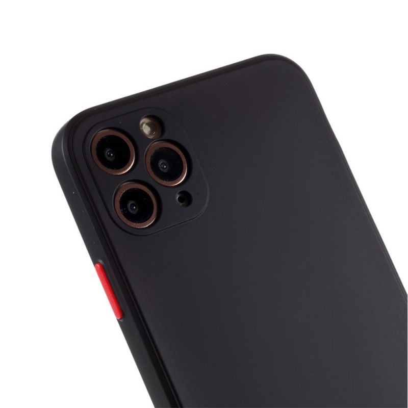 Case Hoesje iPhone 12 / 12 Pro Rood Zwart Telefoonhoesje Flexibele Siliconen Gekleurde Knop