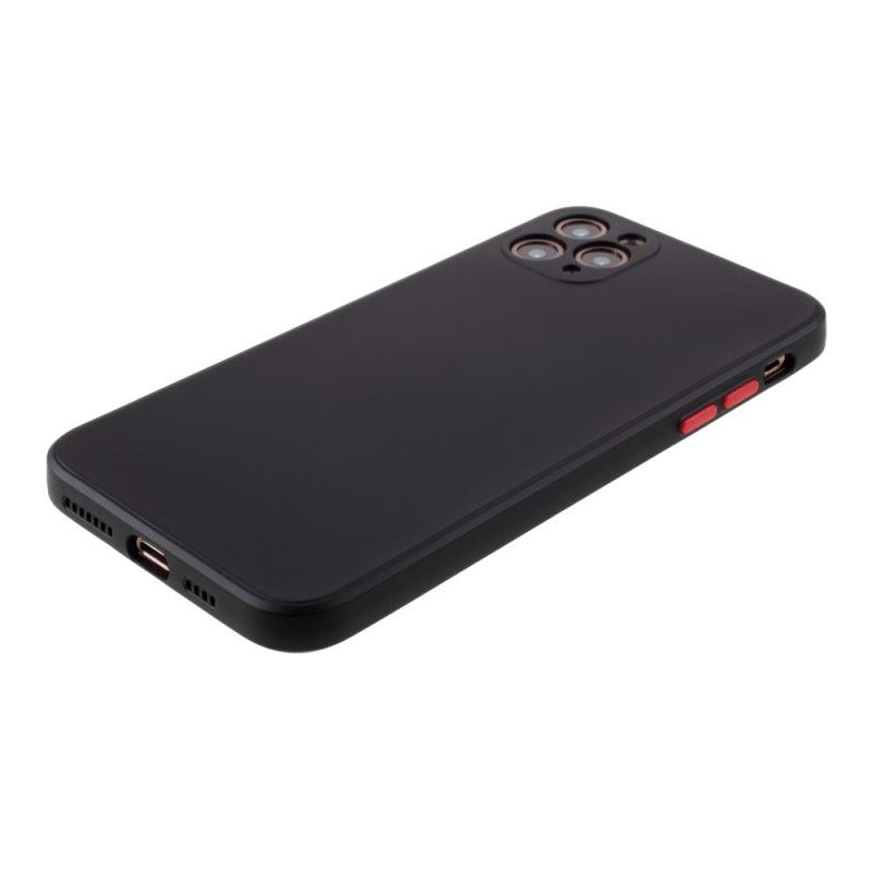 Case Hoesje iPhone 12 / 12 Pro Rood Zwart Telefoonhoesje Flexibele Siliconen Gekleurde Knop