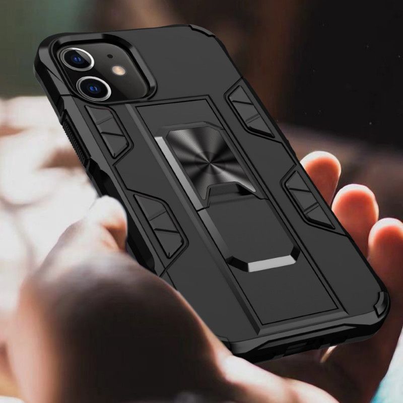 Case Hoesje iPhone 12 / 12 Pro Wit Zwart Telefoonhoesje Ultrabestendig Met Ondersteuning