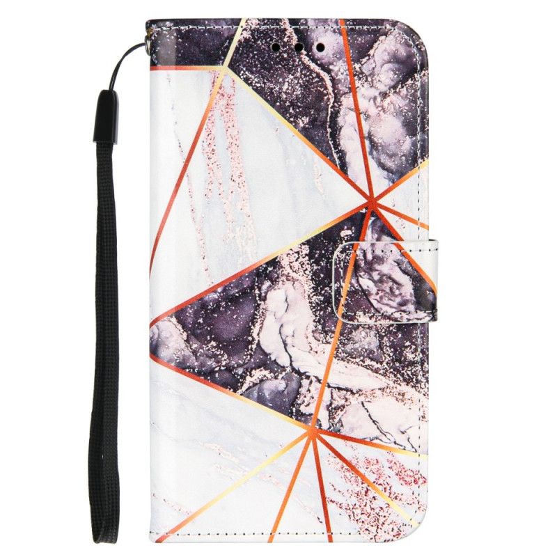 Cover Folio-hoesje iPhone 12 / 12 Pro Donkerblauw Roze Telefoonhoesje Geometrisch Marmer