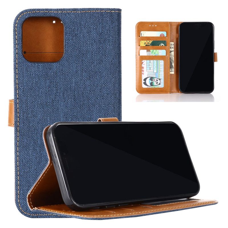 Cover Folio-hoesje iPhone 12 / 12 Pro Donkerblauw Zwart Telefoonhoesje Klassieke Jeans