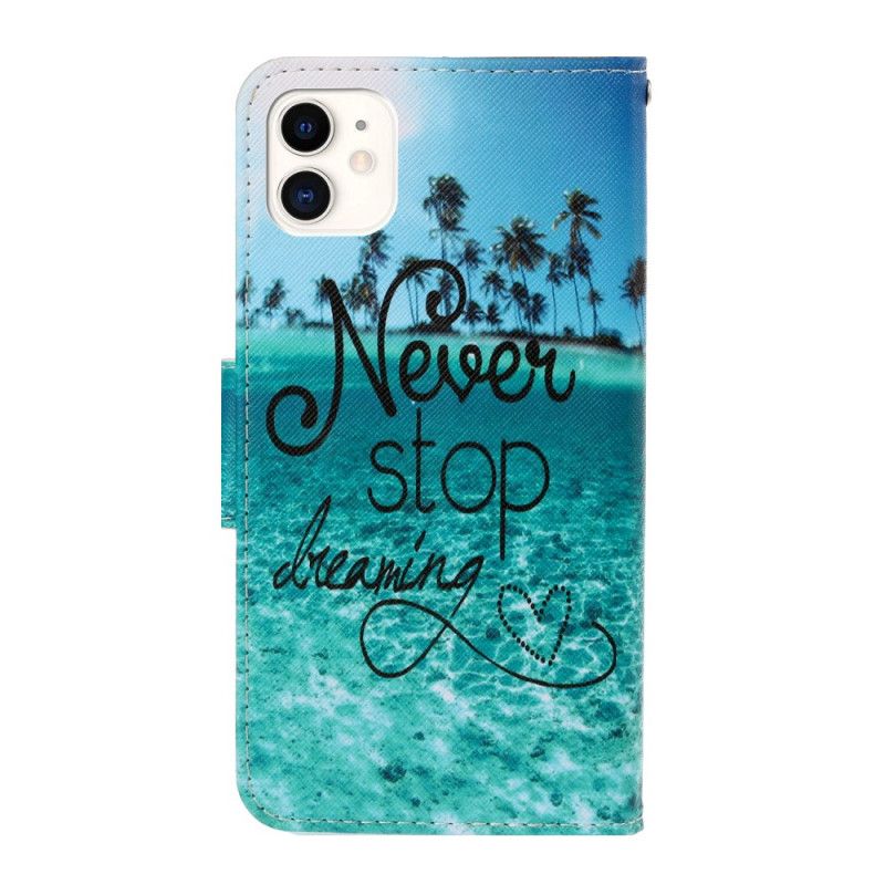 Cover Folio-hoesje iPhone 12 / 12 Pro Telefoonhoesje Stop Nooit Met Dromen Met String