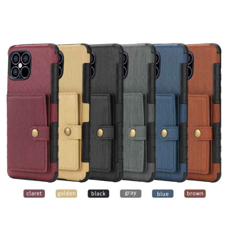 Cover Hoesje iPhone 12 / 12 Pro Grijs Zwart Telefoonhoesje Kaarthouder Met Klep Met Klep