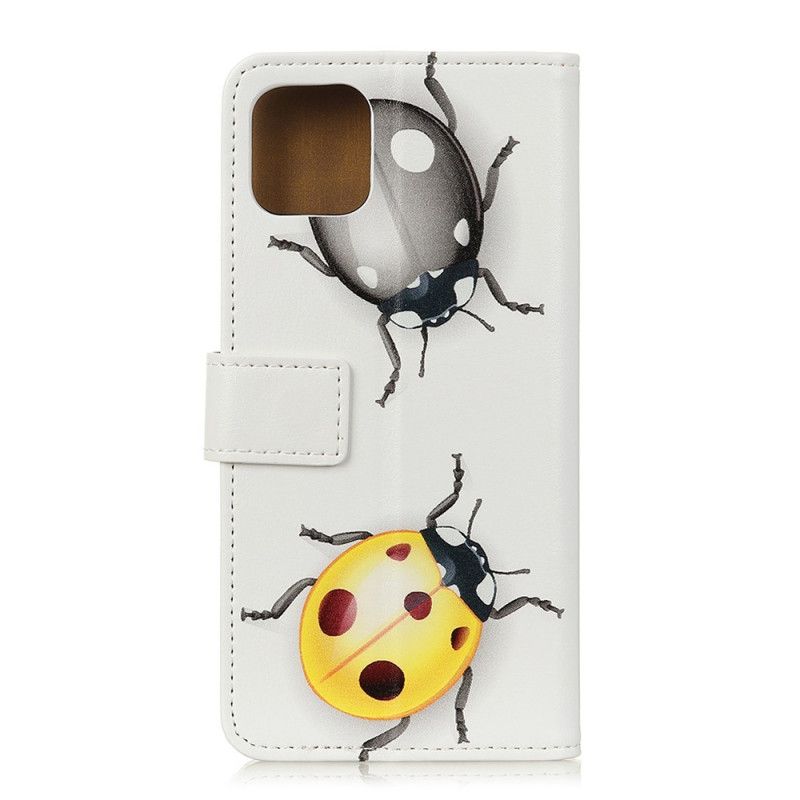 Flip Case Leren iPhone 12 / 12 Pro Lieveheersbeestjes