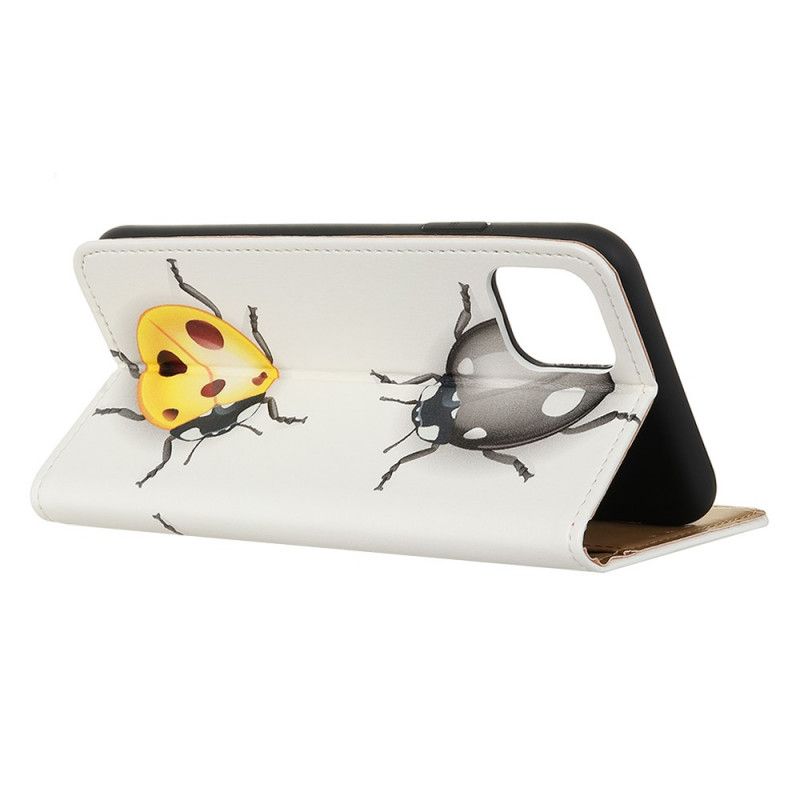 Flip Case Leren iPhone 12 / 12 Pro Lieveheersbeestjes