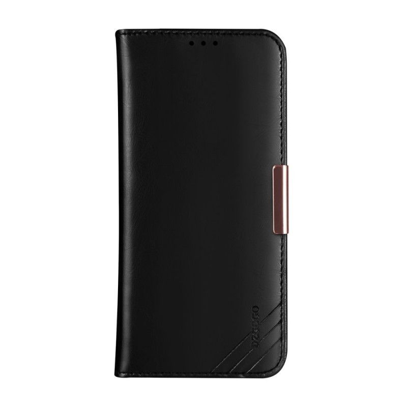 Folio-hoesje voor iPhone 12 / 12 Pro Rood Zwart Dzgogo Echt Leer