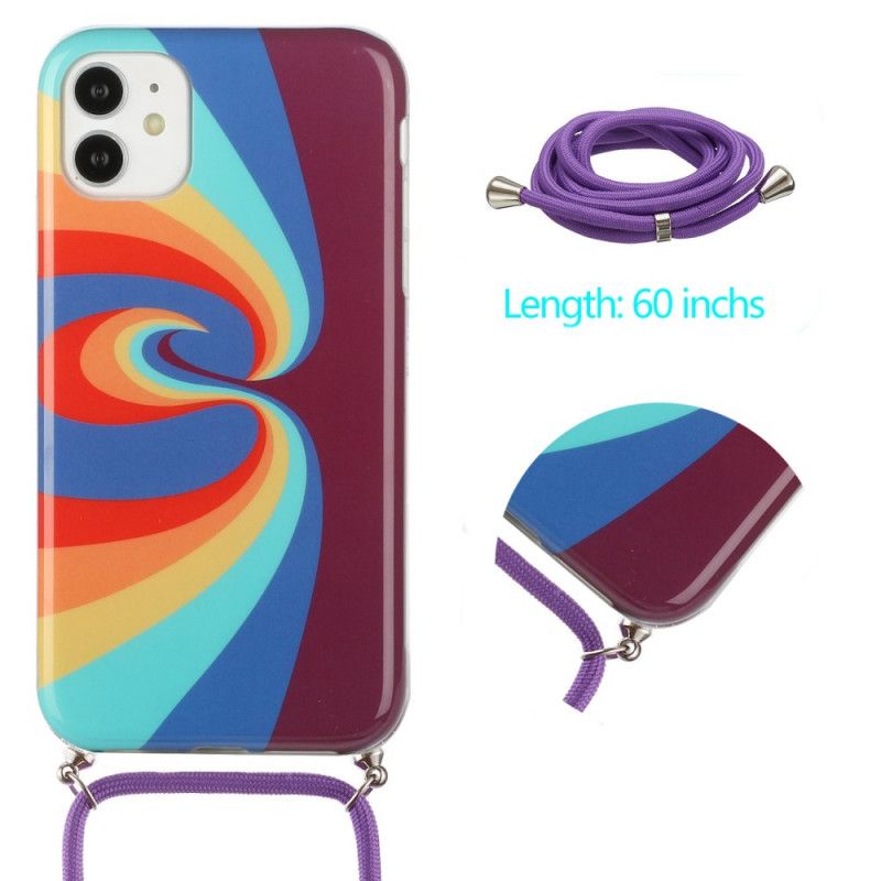 Hoesje iPhone 12 / 12 Pro Geel Rood Met Regenboogkoord