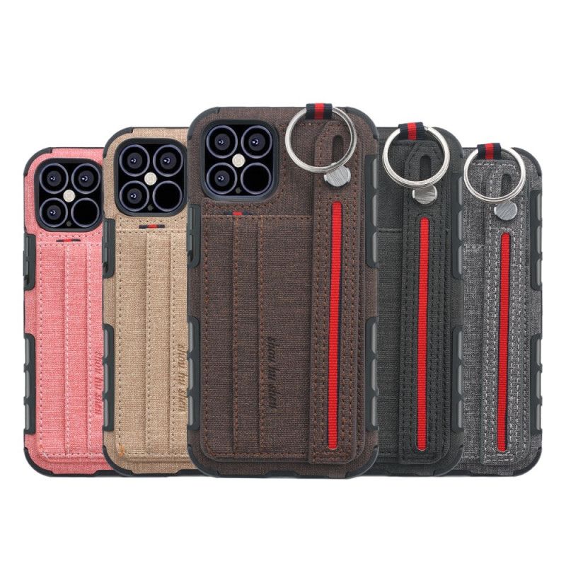 Hoesje iPhone 12 / 12 Pro Grijs Zwart Shouhushen Stof