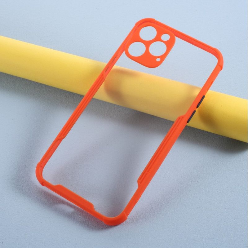 Hoesje iPhone 12 / 12 Pro Oranje Zwart Hybride Met Gekleurde Randen