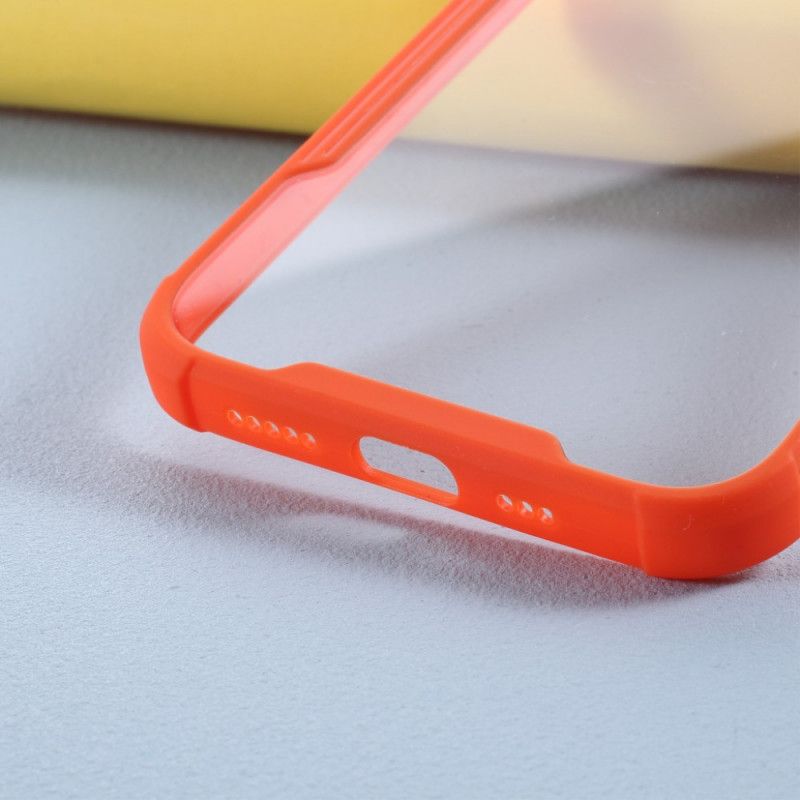 Hoesje iPhone 12 / 12 Pro Oranje Zwart Hybride Met Gekleurde Randen