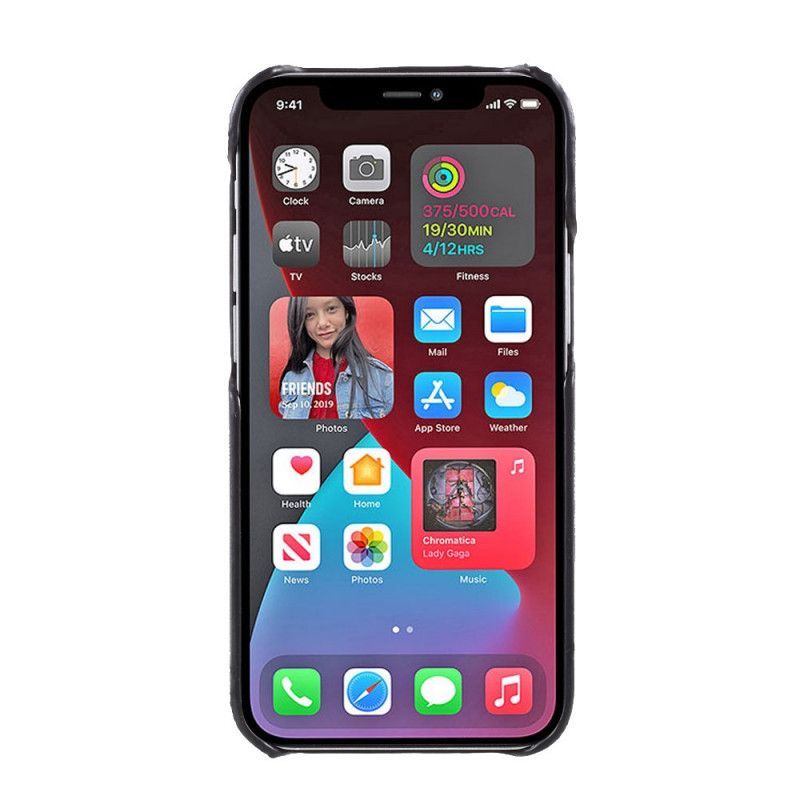 Hoesje iPhone 12 / 12 Pro Rood Zwart Gemeenschappelijke Kaarthouder