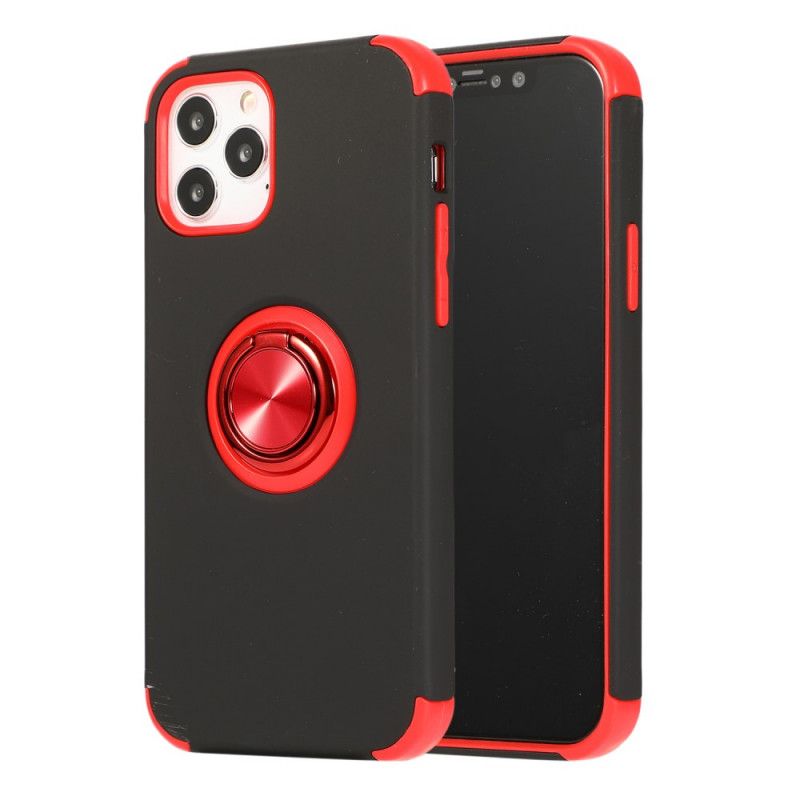 Hoesje iPhone 12 / 12 Pro Rood Zwart Tweekleurige Ringondersteuning