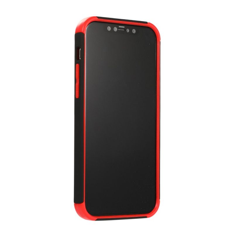 Hoesje iPhone 12 / 12 Pro Rood Zwart Tweekleurige Ringondersteuning