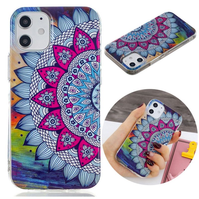 Hoesje voor iPhone 12 / 12 Pro Fluorescerende Mandala