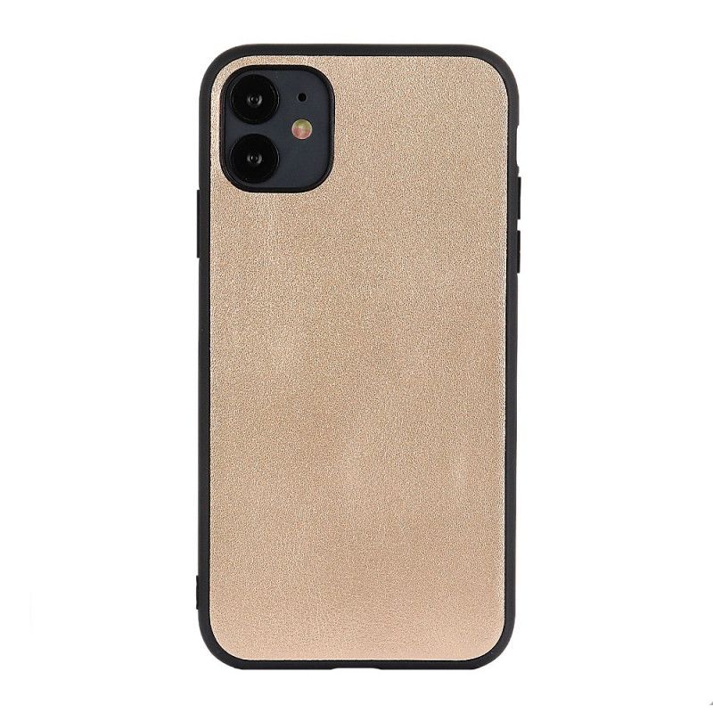 Hoesje voor iPhone 12 / 12 Pro Goud Zilver Discreet Echt Leer