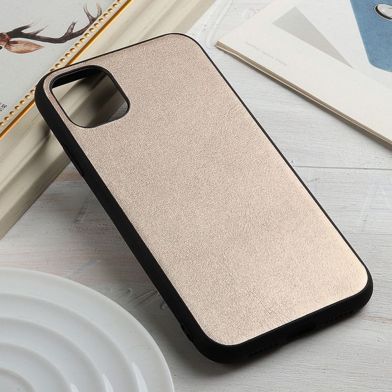 Hoesje voor iPhone 12 / 12 Pro Goud Zilver Discreet Echt Leer