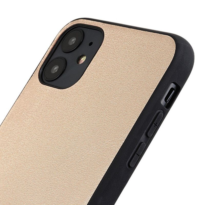 Hoesje voor iPhone 12 / 12 Pro Goud Zilver Discreet Echt Leer