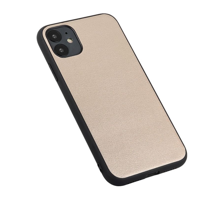 Hoesje voor iPhone 12 / 12 Pro Goud Zilver Discreet Echt Leer