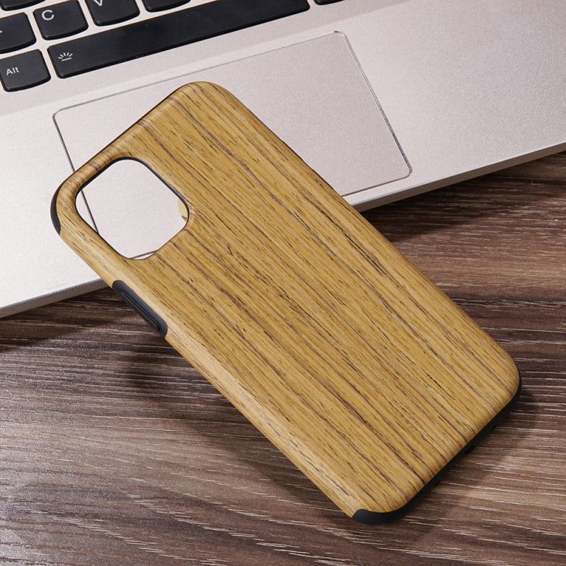 Hoesje voor iPhone 12 / 12 Pro Grijs Wit Houtstijl