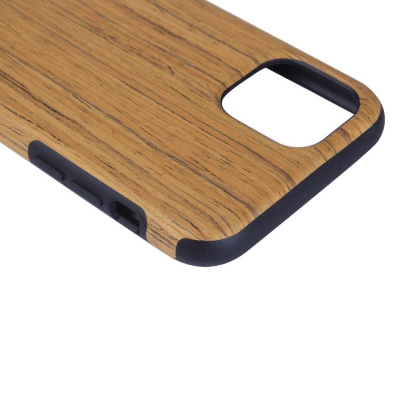 Hoesje voor iPhone 12 / 12 Pro Grijs Wit Houtstijl