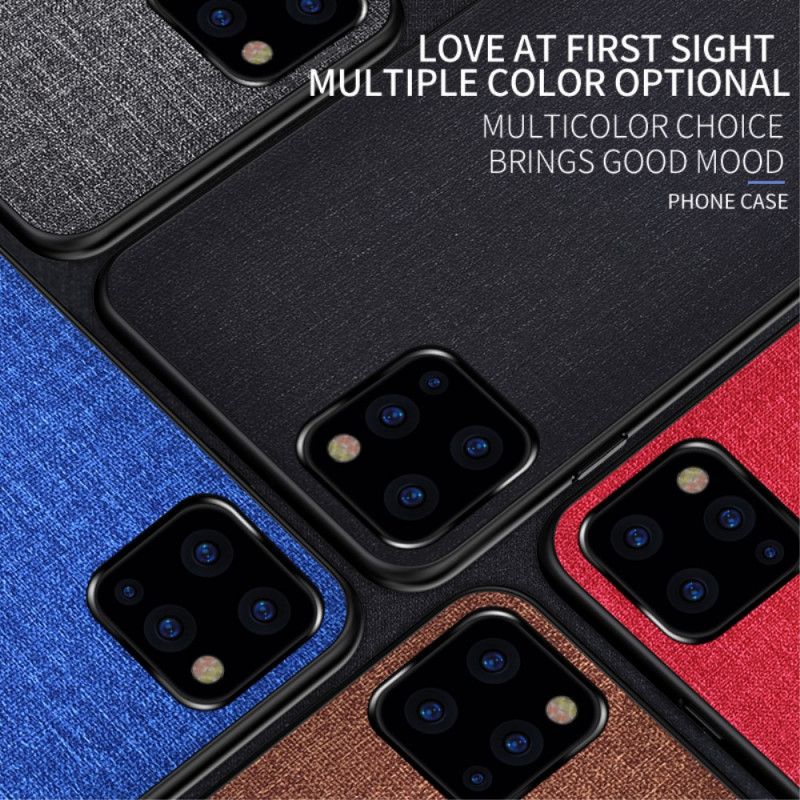 Hoesje voor iPhone 12 / 12 Pro Grijs Zwart Stof Textuur