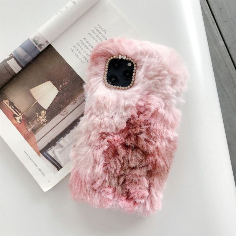 Hoesje voor iPhone 12 / 12 Pro Groen Roze Pluche