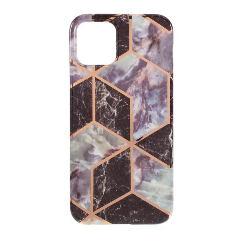 Hoesje voor iPhone 12 / 12 Pro Wit Zwart Geometrie Van Siliconenmarmer