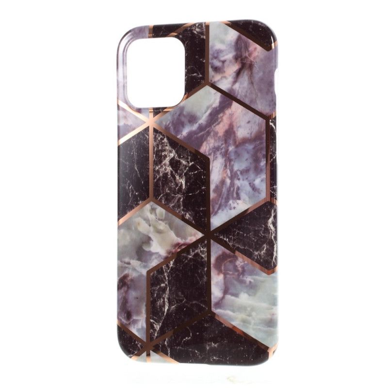 Hoesje voor iPhone 12 / 12 Pro Wit Zwart Geometrie Van Siliconenmarmer