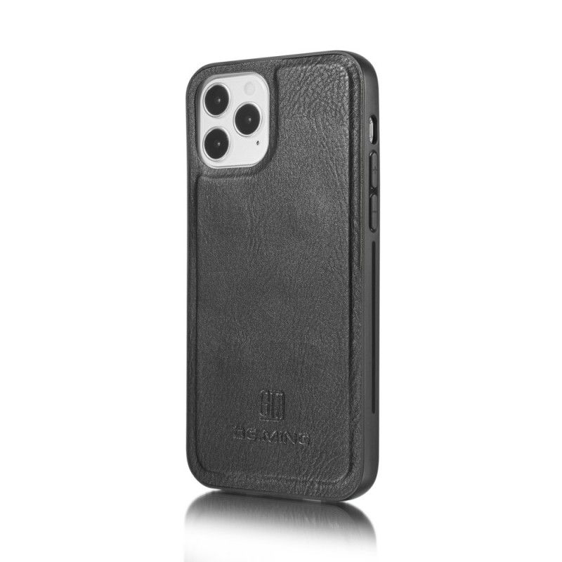 Leren Hoesje iPhone 12 / 12 Pro Grijs Zwart Telefoonhoesje Dg. Afneembare Case