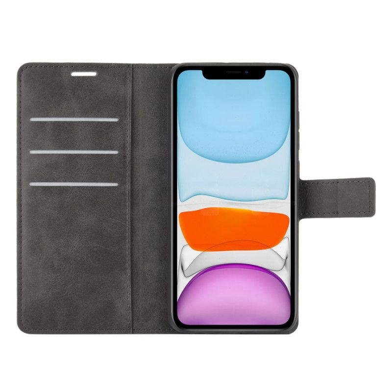 Leren Hoesje iPhone 12 / 12 Pro Grijs Zwart Vintage Leerstijl