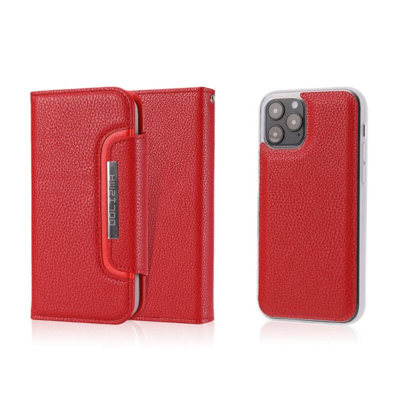 Leren Hoesje iPhone 12 / 12 Pro Rood Zwart Telefoonhoesje Afneembare Schaal