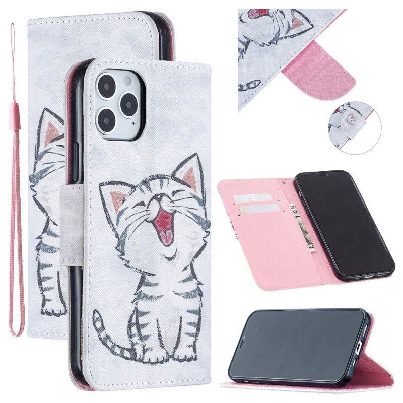 Leren Hoesje iPhone 12 / 12 Pro String Kitten