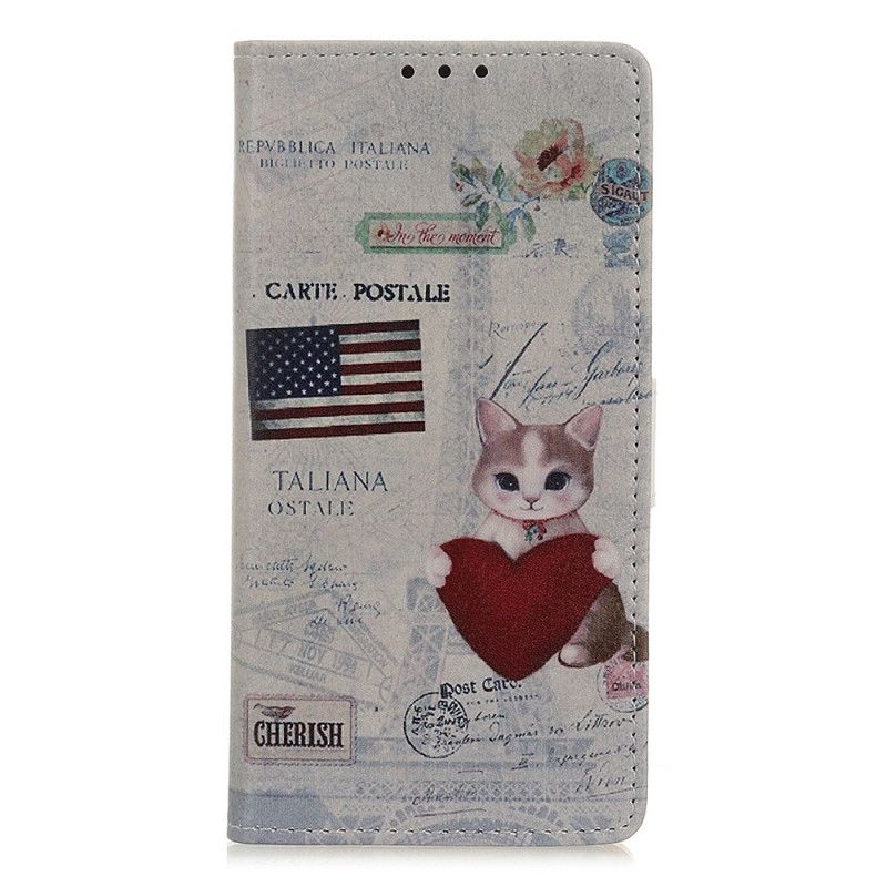 Leren Hoesje iPhone 12 / 12 Pro Telefoonhoesje Reizende Kat