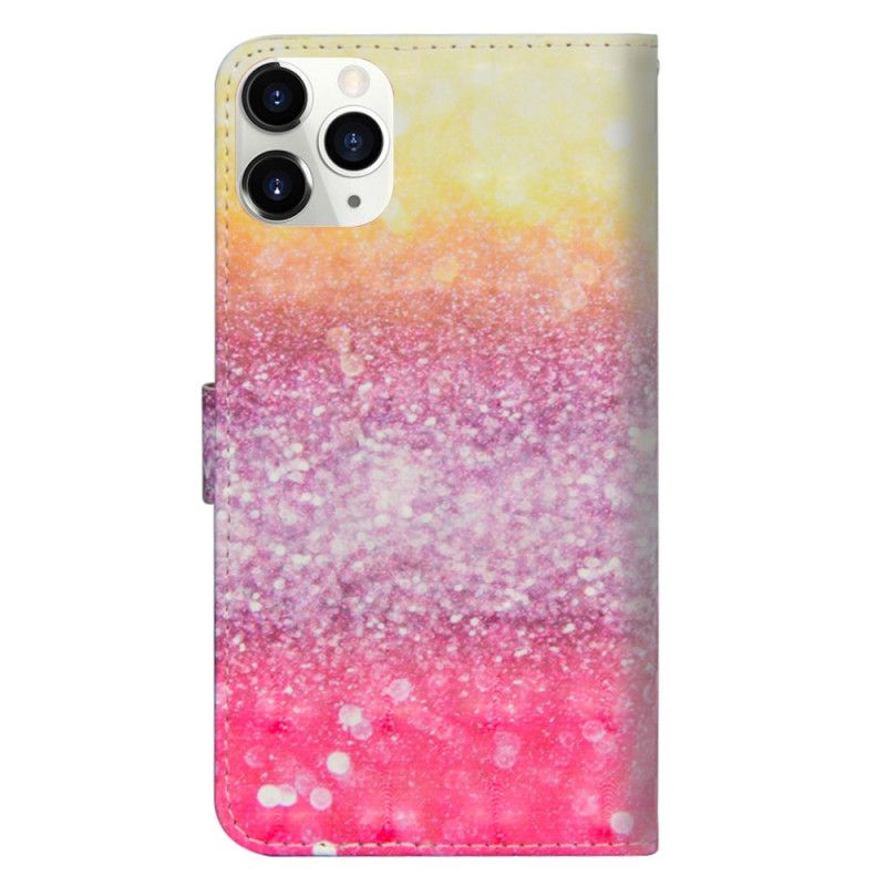 Leren Hoesje voor iPhone 12 / 12 Pro Lichtvlek Magenta Glitter