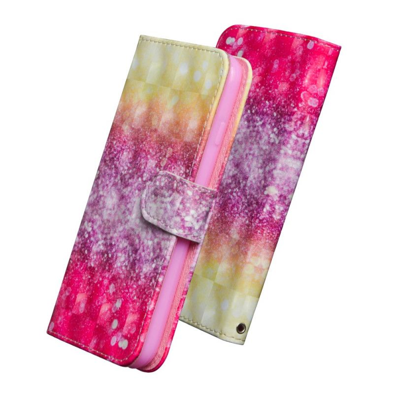 Leren Hoesje voor iPhone 12 / 12 Pro Lichtvlek Magenta Glitter