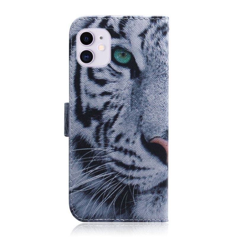 Leren Hoesje voor iPhone 12 / 12 Pro Tijgergezicht