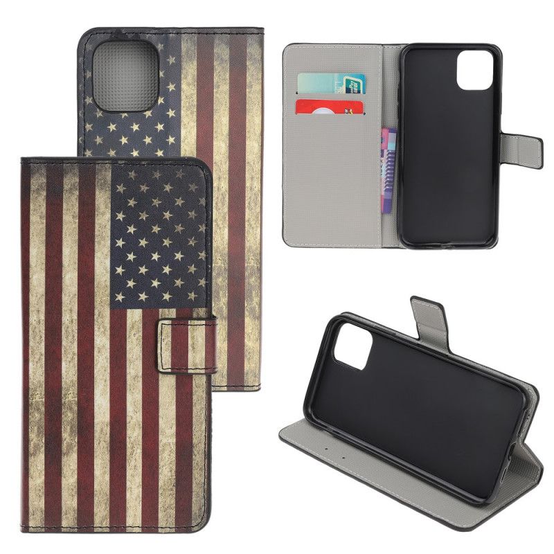 Leren Hoesje voor iPhone 12 / 12 Pro Usa Vlag