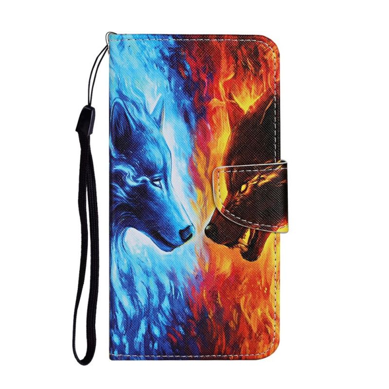 Leren Hoesje voor iPhone 12 / 12 Pro Wolvenoorlog Met String