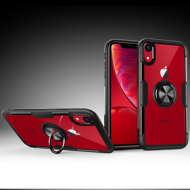 Case Hoesje iPhone XR Rood Zwart Telefoonhoesje Ringdrager Gehard Glas