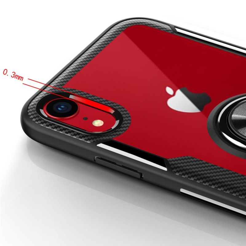 Case Hoesje iPhone XR Rood Zwart Telefoonhoesje Ringdrager Gehard Glas