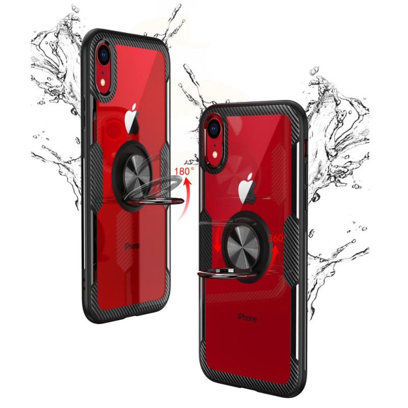 Case Hoesje iPhone XR Rood Zwart Telefoonhoesje Ringdrager Gehard Glas